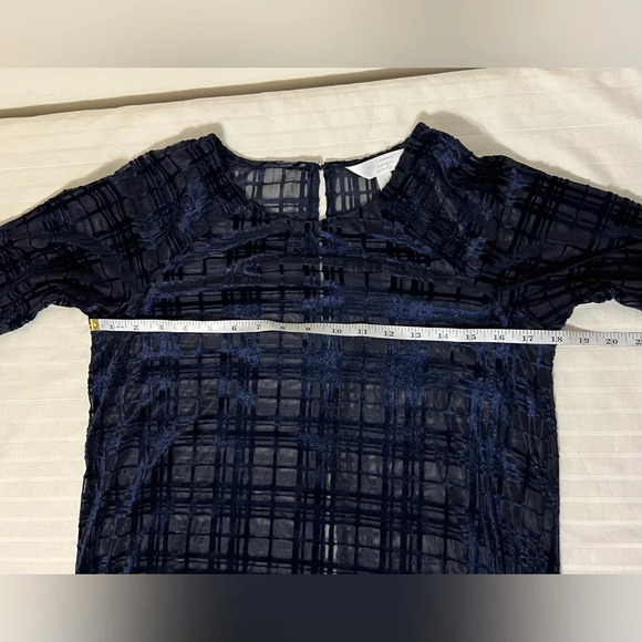 LC Lauren Conrad Women's Top Small 3/4 Bell Sleeves Semi-Sheer Velvet Blue - Picture 9 of 12